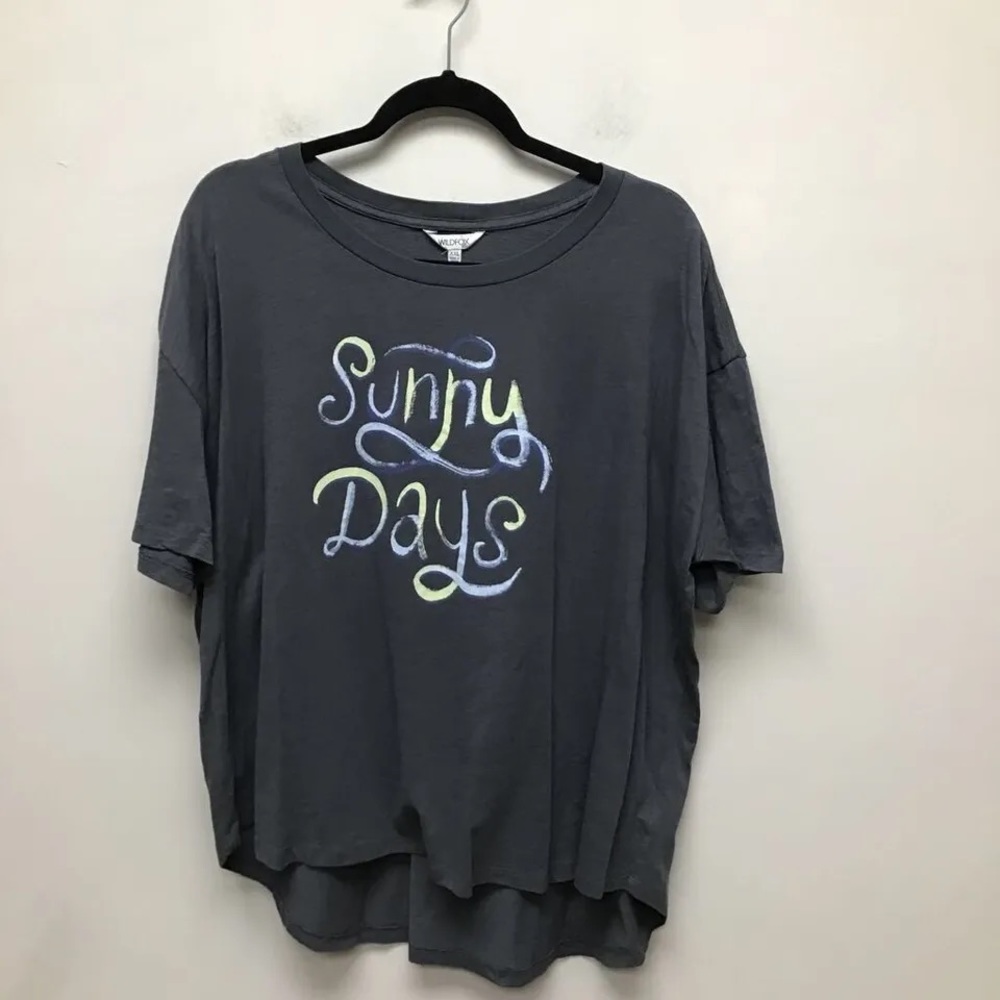 Wildfox Womens T-Shirt Sunny Days Gray Short Sleeve